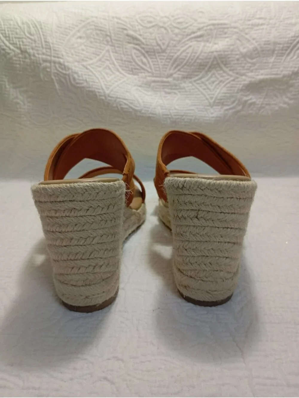 J.Crew Womens Tan Suede Espadrille Platform Wedge Sandals Size 8.5 Textile Upper